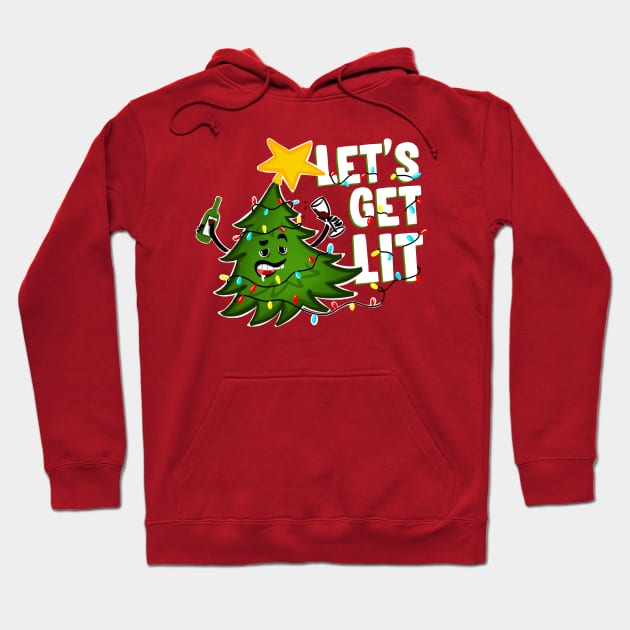 Let's get lit Tipsy Christmas Tree Hoodie by SusanaDesigns